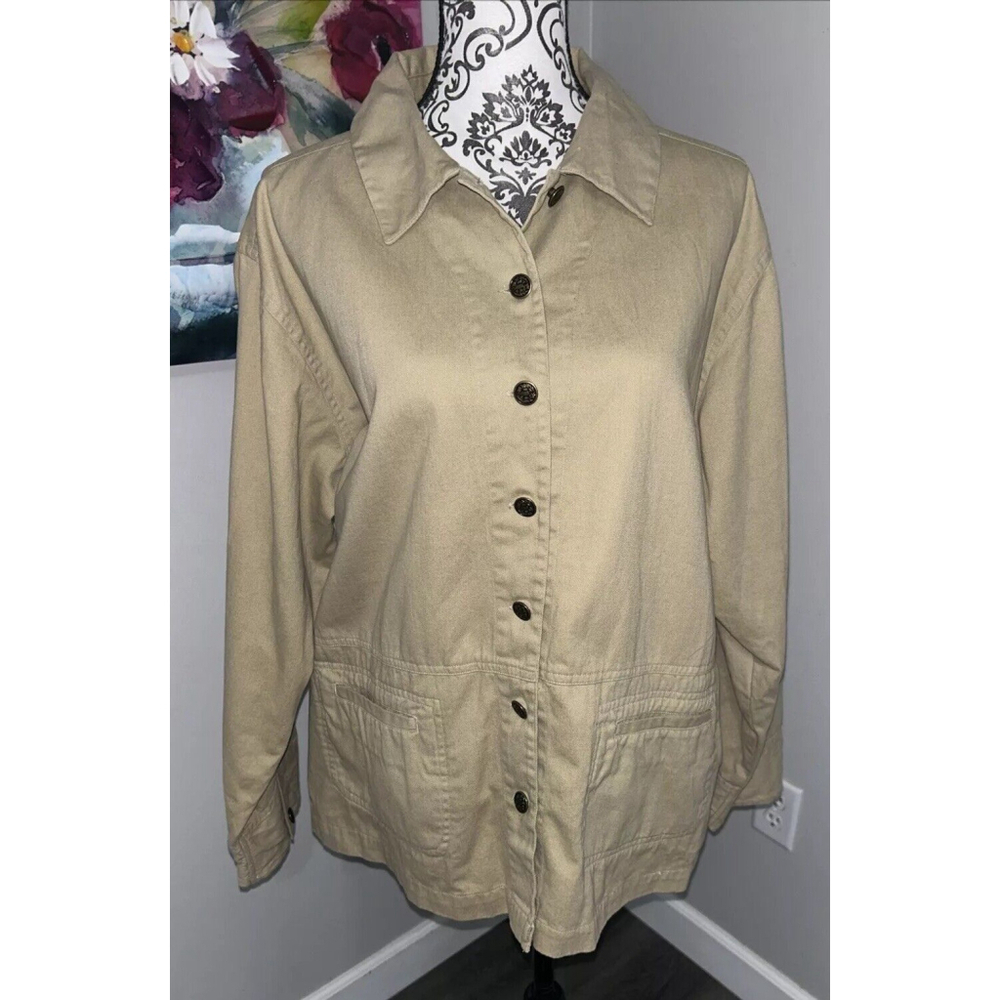 Fashion Bug Size Large Soft Brown/Tan Button Up Light Jacket